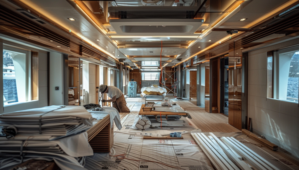 Fotos vom Innenausbau einer Luxusyacht